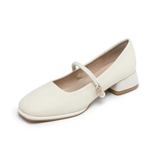 Zomila Грубый каблук Туфли Мэри Джейн Женские Экрю