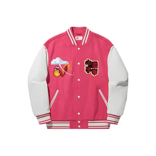 LINING Бейсбольная куртка Мужская Малиновый Красный Экрю