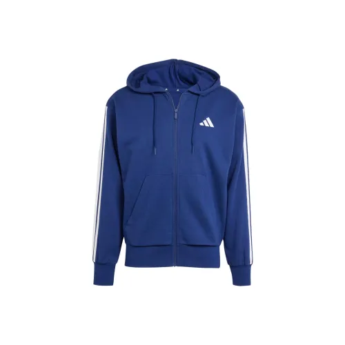 Adidas Sportswear ESSENTIALS FW24 3 Stripes French Terry Куртка Мужская Темно-синий Белый