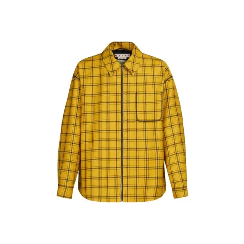 MARNI Желтая Клетчатая Шерстяная Куртка Куртки и Пальто Мужской Желтый