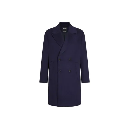 Zegna FW24 Пальто Мужское Морской Синий