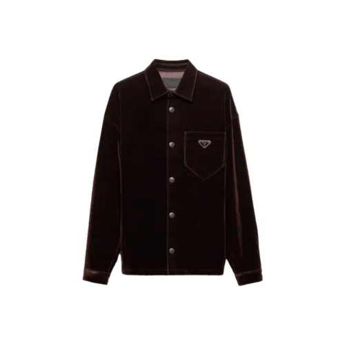 PRADA Темно-коричневые мужские рубашки