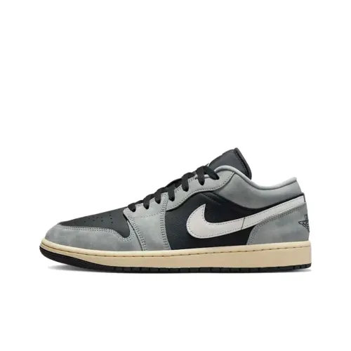 Jordan Air Jordan 1 Винтажные баскетбольные кроссовки Low Топ Черный Серый Мужской