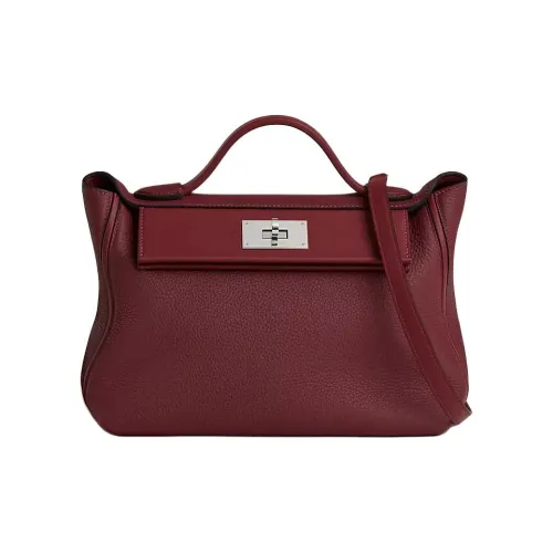 HERMES 24 24 Коровья кожа Togo с Swift Телячья кожа Сумка через плечо Сумка Женская Красная