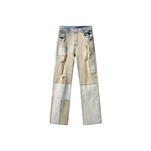 PILOTDRAGON Джинсы Унисекс Желтый Грязь