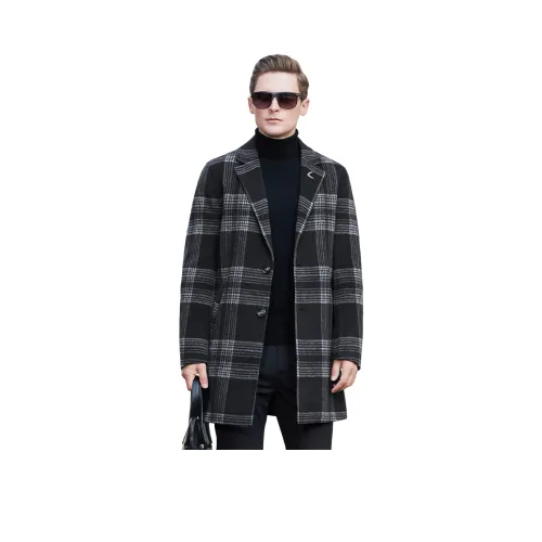 FORTEI Пальто Мужское Черное Белое Клетка