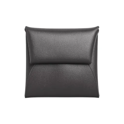 HERMES Bastia Коробка Телячья кожа Монетница Женская 88 Графитовый серый