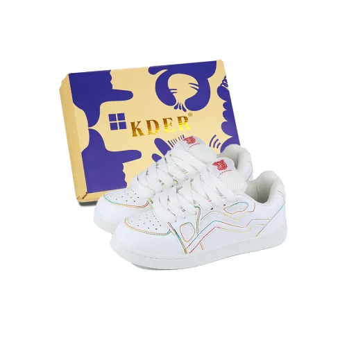 KDER Slip-Resistant Низкий Топ Box Пара Скейтборд Кроссовки Unisex Белый Многоцветный