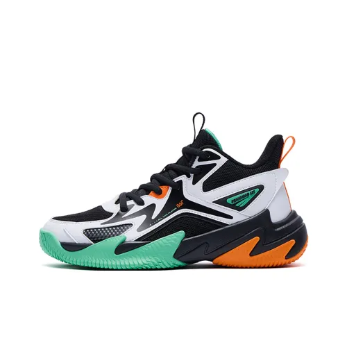 361°KIDS Hummer 2,0 Детские баскетбольные кроссовки MID Топ Угольный Черный / 361 градус Белый / Травяной Зеленый Унисекс