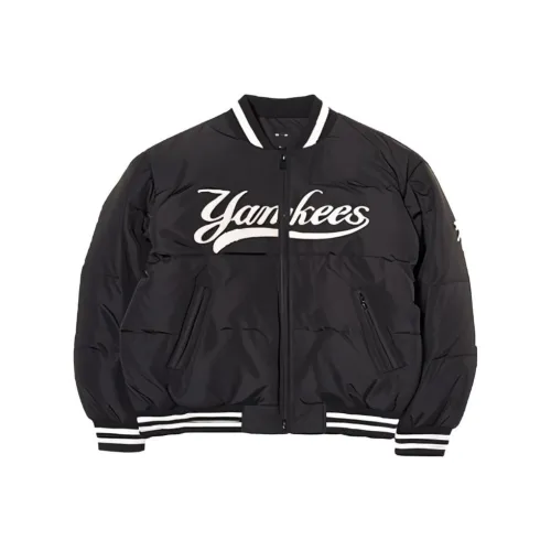 MLB VARSITY Передняя часть Cursive Rib MID Короткий Down Jkt Baseball Jacket Unisex Black