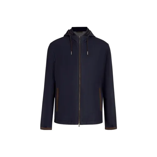 Ermenegildo Zegna Темно-синие мужские куртки