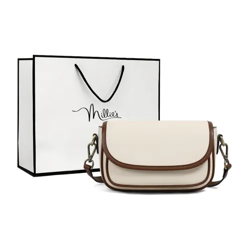 MILLIE'S Сумка через плечо из коровьей кожи Сумка на плечо Маленькая квадратная сумка Стандартная Женская Экрю