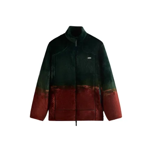 KITH FW24 Velvet Feel Пальто Мужское Красный Зеленый