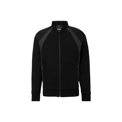 Hugo Boss X PORSCHE Хлопковая Смешанная Толстовка с Логотипом Патч Куртки и Пальто Мужской Черный