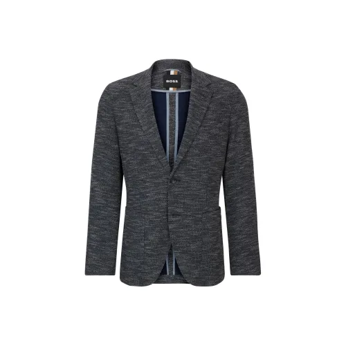 Hugo Boss Обычный крой Куртка В Микро Узоре Эластичный Джерси Куртки Пальто Мужской Темно-синий