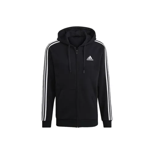 Adidas Essentials Fleece Толстовка Куртки Пальто Японская версия Мужской Черный