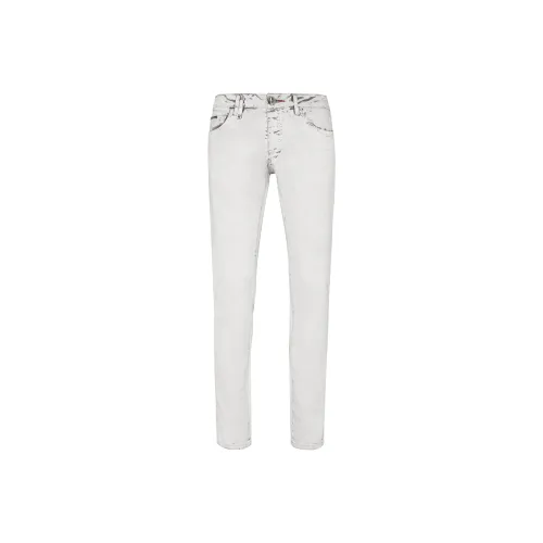 PHILIPP PLEIN Серый Белый Мужские Джинсы