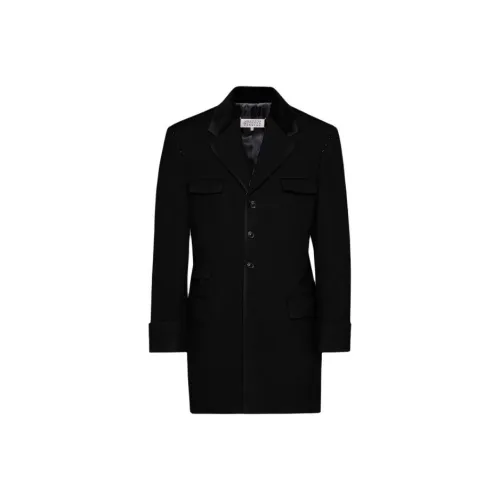 Maison Margiela Шерсть Узор "Елочка" Куртка Куртки Пальто Мужской Черный