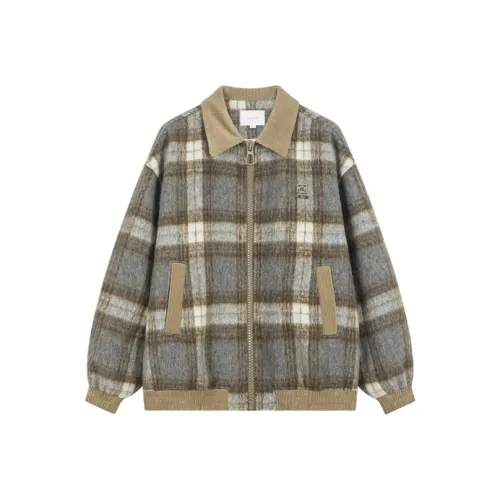 Bosieagender Куртки и Пальто Унисекс Бежевый Клетка