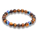 Квадратный браслет Demon с бусинами, черный, коричневый