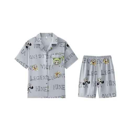 Gongdie x NEZHA LIANMINGKUAN Пижамный комплект Унисекс Светлый Серый