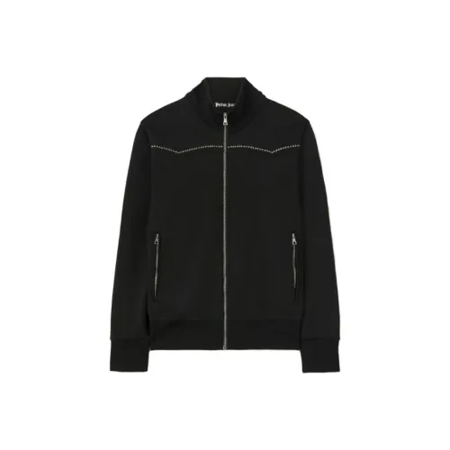 PALM ANGELS FW23 Монограмма Stud Дорожка Куртка Куртки Пальто Мужской Черный