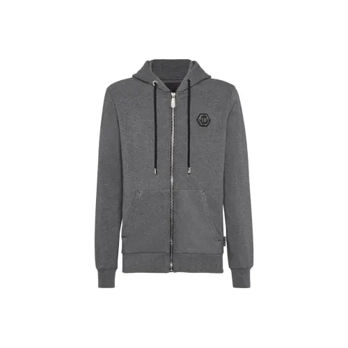 PHILIPP PLEIN Толстовка Свитшот Istitutional Куртки Пальто Мужской Серый