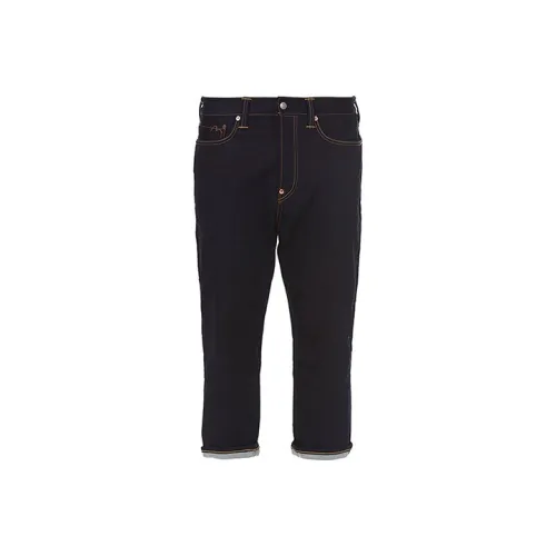 EVISU Узкие брюки Неэластичные Умеренные Джинсы Мужские Джинсовый синий