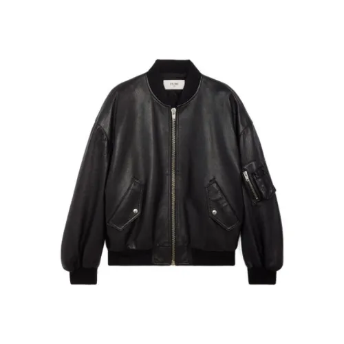 CELINE SS22 Кожа Куртка Пальто Мужской Черный