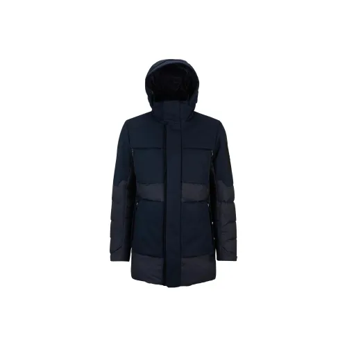 Hugo Boss Смешанный материал пуховик с съемным капюшоном куртки и пальто мужские темно-синий