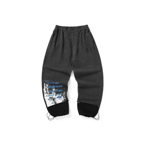 GENANX Прямой крой Брюки Джинсы Мужские Черные