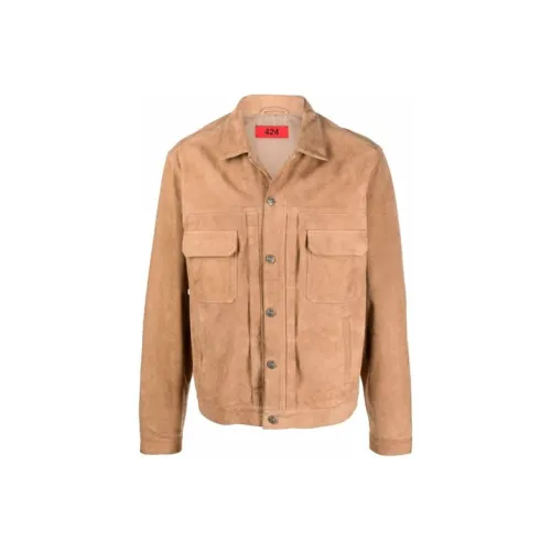 424 Коричневый Мужская Кожаная Куртка