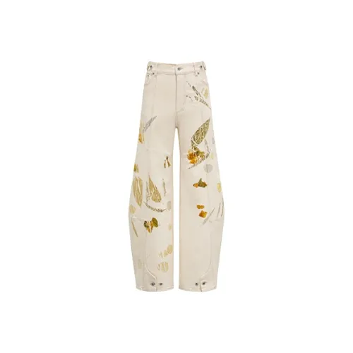 Feng Chen Wang SS24 Джинсы Унисекс Белый