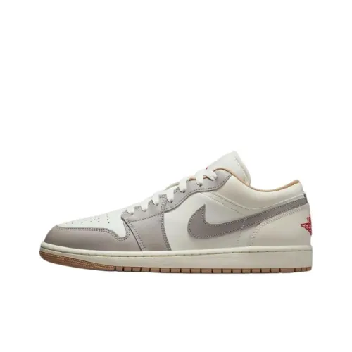 Jordan Air Jordan 1 Винтажные баскетбольные кроссовки Low Топ Бежево-серый Мужской