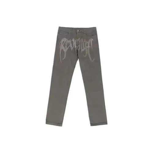 Revenge Прямой крой Брюки Джинсы Унисекс Серый