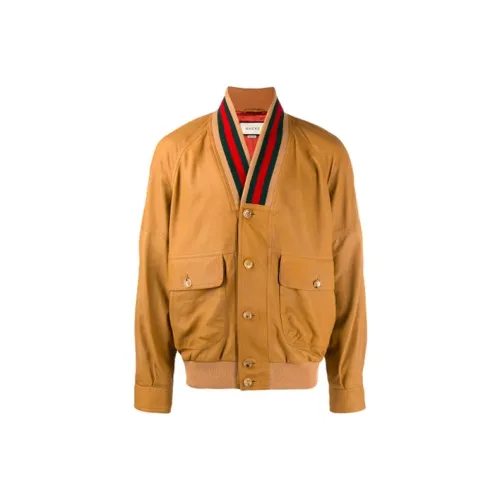 GUCCI Хаки Мужские Кожаные Куртки