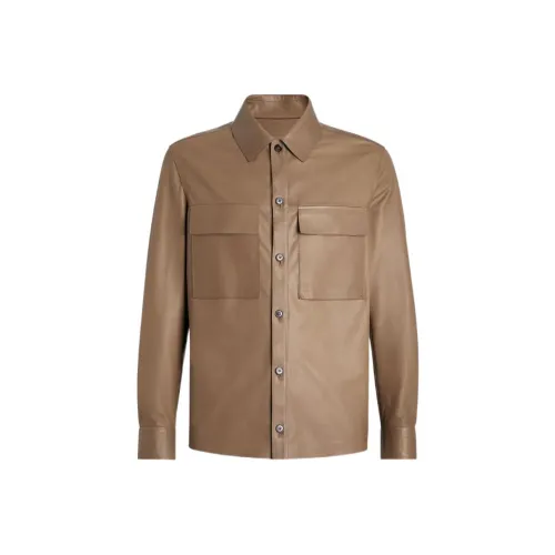 Ermenegildo Zegna Коричневый Мужская Кожаная Куртка