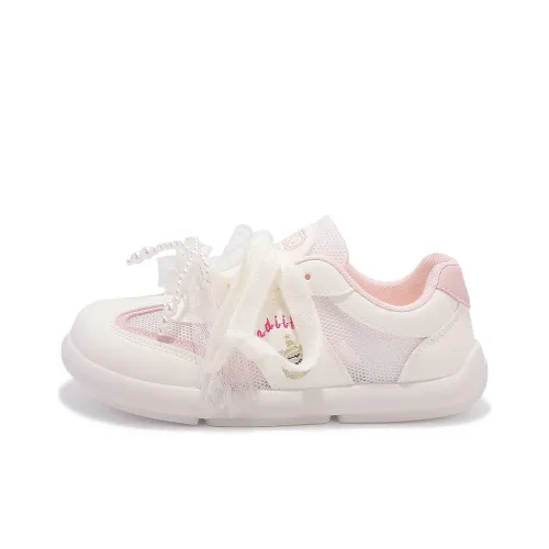 Miss Zhang Slip-resistant Abrasion-resistant Low Top Casual Shoes Women's White Pink Мисс Чжан Противоскользящий Устойчивый к истиранию Низкий Топ Повседневная Обувь Женская Белый Розовый