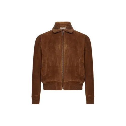 SAINT LAURENT Кожа Куртка Мужская Коричневая