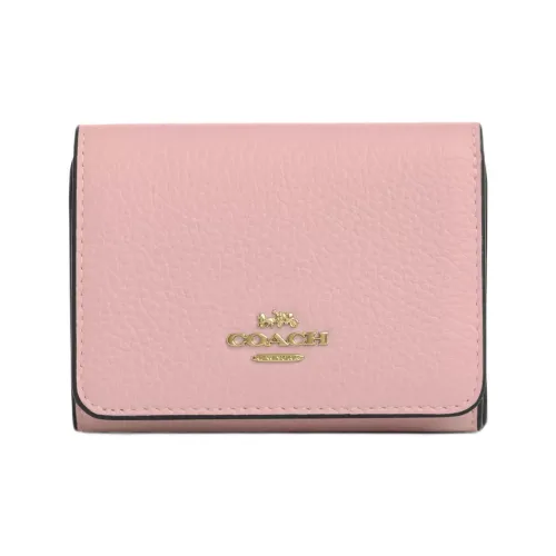 COACH Покрытый холст Кошелек Мини Женский Золотой Розовый