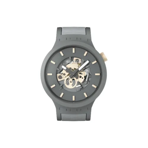 Swatch Quartz Механизм Мужские часы Часы 47 мм Черепный циферблат Биоматериал Чехол часов Силиконовый ремешок