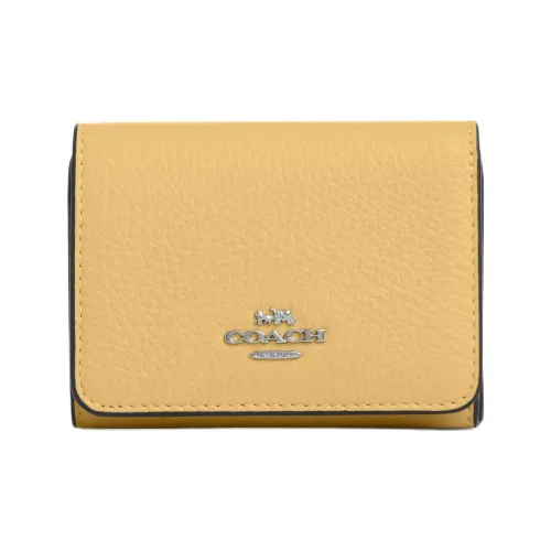 COACH Покрытый холст Кошелек Мини Women's Silver Желтый
