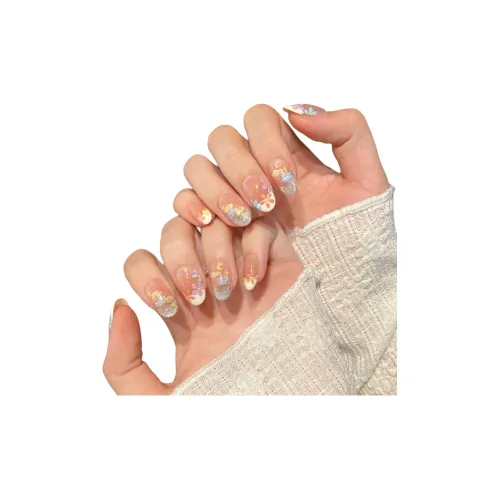 Yun Yue Joe Birdsong And Цветочный Румяна False Nail Короткий LADDER Овал Розовый Градиентный Flashing