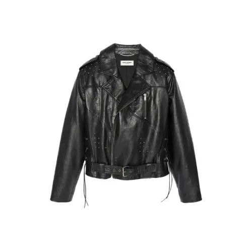SAINT LAURENT Кожа Куртка Мужская Черная