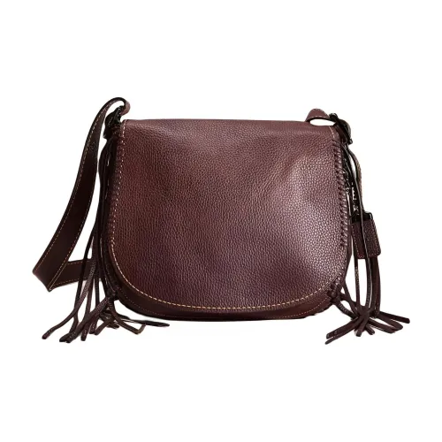 COACH Седло Pebble Кожа Седло Сумка Сумки через плечо Сумка на плечо Большая Женская Коричневая Красная