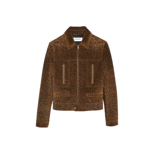 SAINT LAURENT SS22 Кожа Куртка Пальто Мужской Коричневый