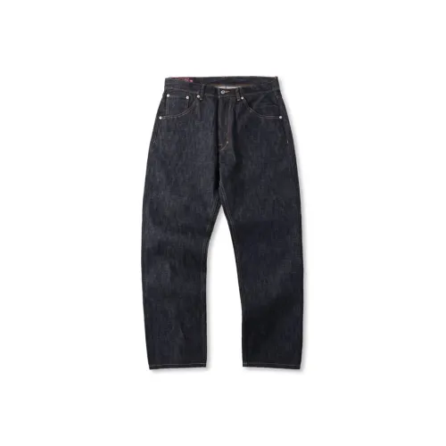 TEKABLU Джинсы Мужские Сырой Деним Синий