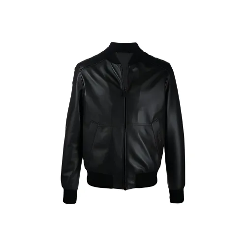 Ermenegildo Zegna Черные Мужские Кожаные Куртки