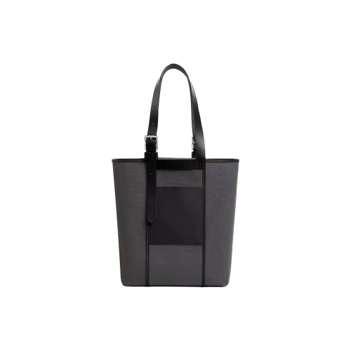 HERMES Etriviere Pocket Goeland Холст с Hunter Кожа And Swift Телячья кожа Одно плечо Сумка Мужская Серый и Черный