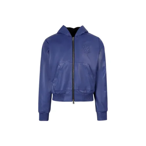 AMIRI Мужские кожаные куртки синего цвета